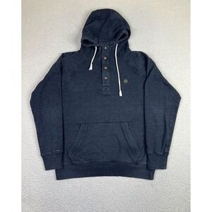 Volcom Hoodie Mens Large Blue Classic Fit Fleece Henley Pullover Sweatshirt